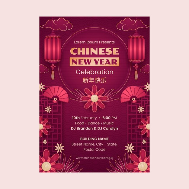 Gradient vertical poster template for chinese new year celebration