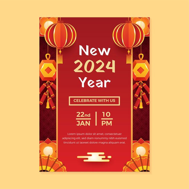 Gradient vertical poster template for chinese new year festival