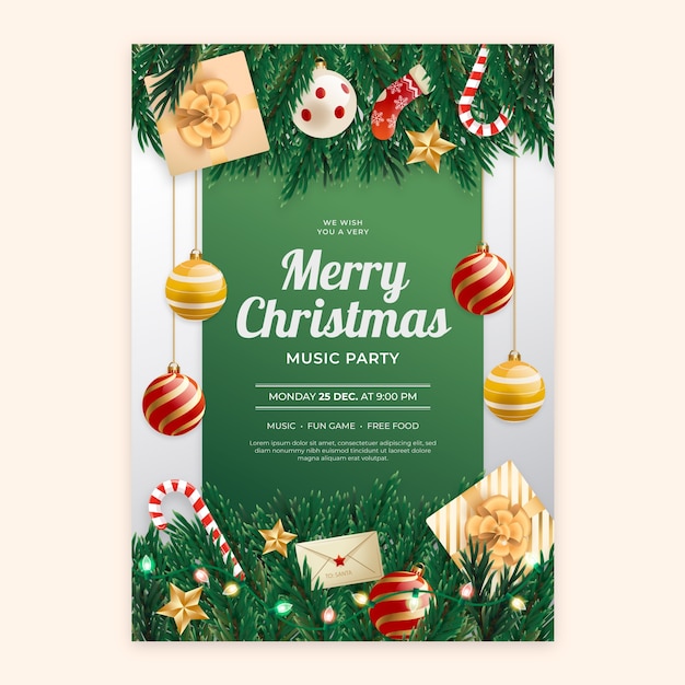 Free Vector gradient vertical poster template for christmas season