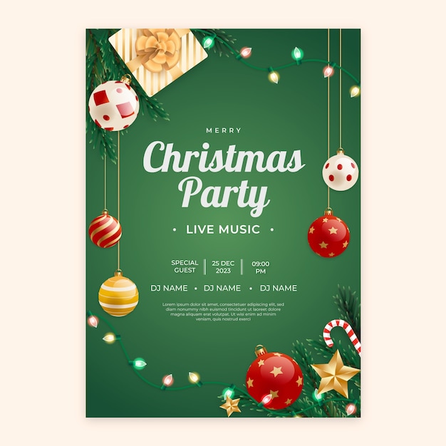 Gradient vertical poster template for christmas season