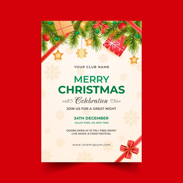 Gradient vertical poster template for christmas season