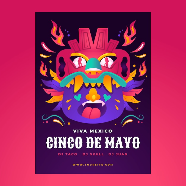 Gradient vertical poster template for cinco de mayo celebration