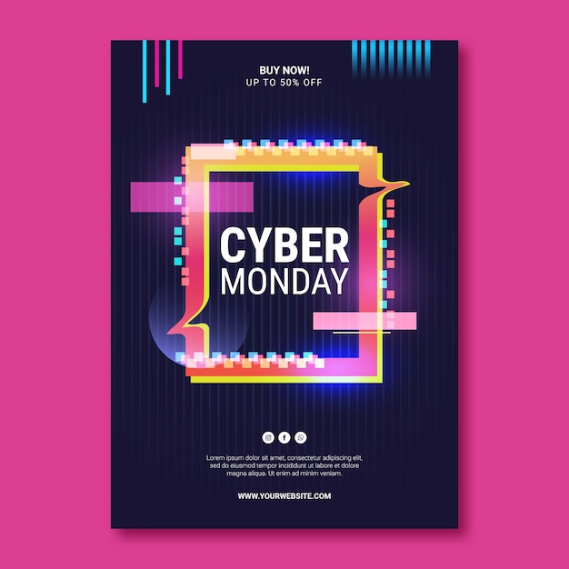 Gradient vertical poster template for cyber monday sale