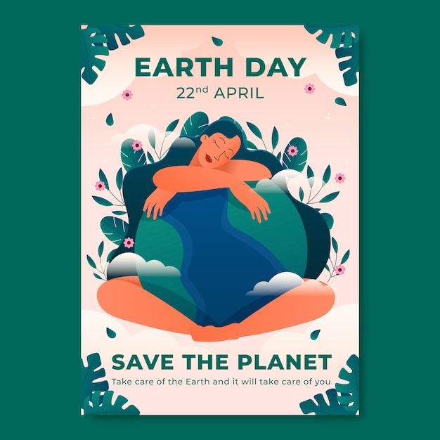 Gradient vertical poster template for earth day celebration