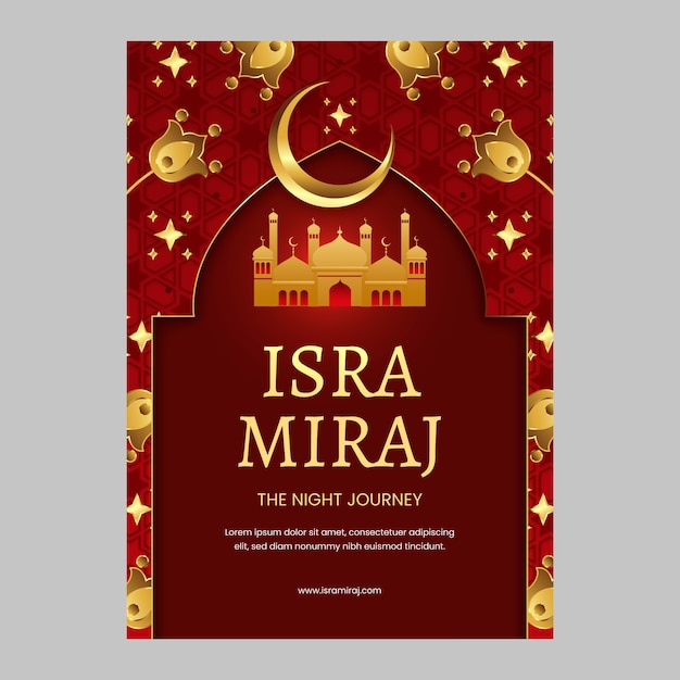 無料ベクター グラディエント・バーティカル・ポスター・テンプレート for isra miraj