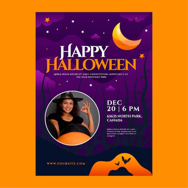 Free vector gradient vertical poster template for halloween celebration