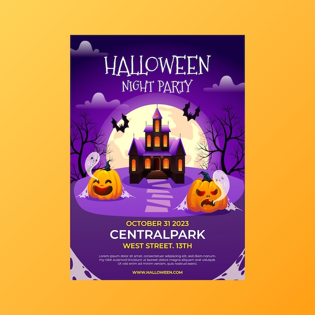 Gradient vertical poster template for halloween celebration