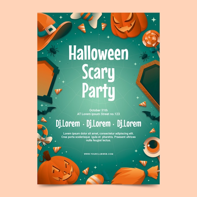 Free vector gradient vertical poster template for halloween celebration