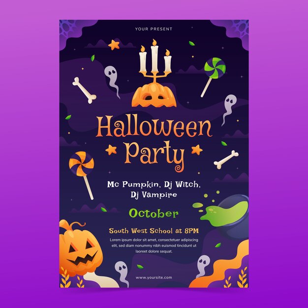 Градиентный вертикальный шаблон плаката для празднования сезона хэллоуина