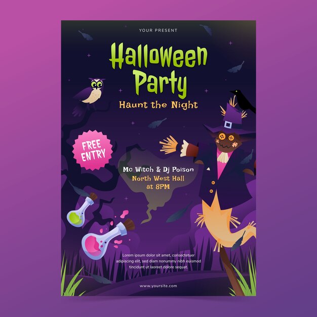 Gradient vertical poster template for halloween season celebration