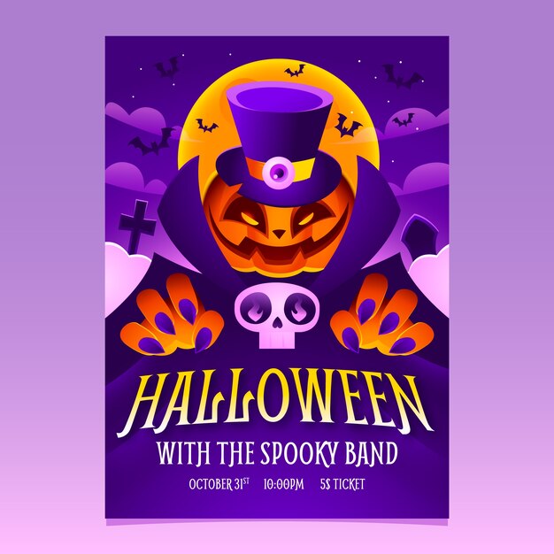 Gradient vertical poster template for halloween season