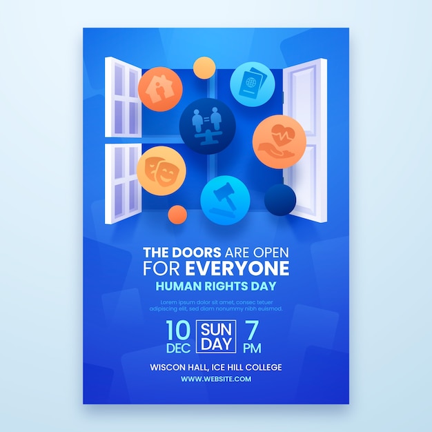 Gradient vertical poster template for human rights day celebration