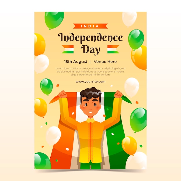 Gradient vertical poster template for india independence day celebration