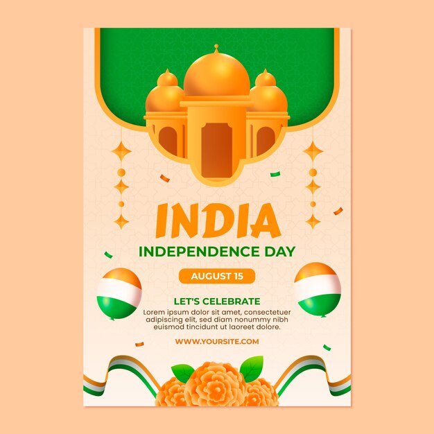 Gradient vertical poster template for india independence day celebration