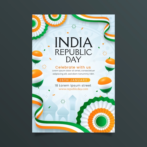 Gradient vertical poster template for indian republic day celebration