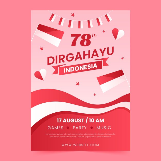 Gradient vertical poster template for indonesia independence day celebration