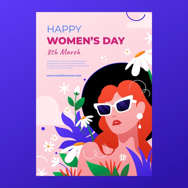 Free vector gradient vertical poster template for international women's day celebration