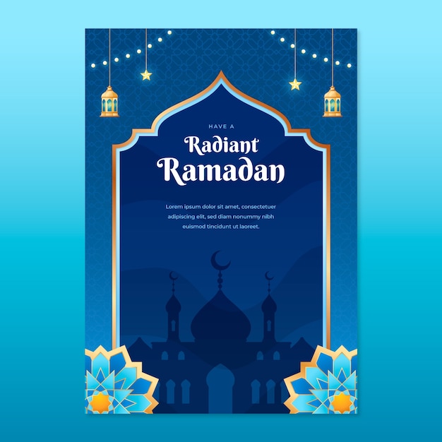 Free vector gradient vertical poster template for islamic ramadan celebration