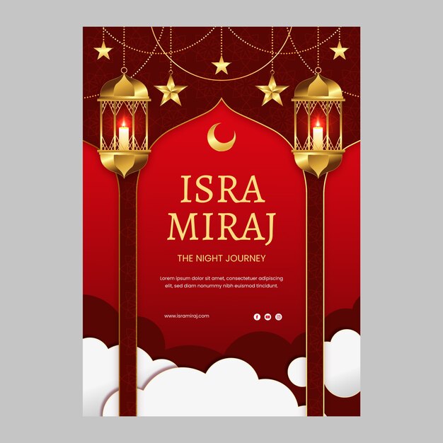 グラディエント・バーティカル・ポスター・テンプレート for isra miraj