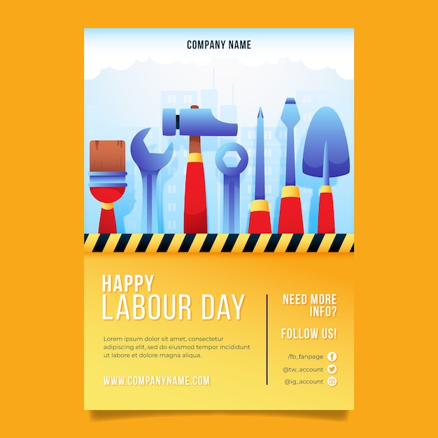 Gradient vertical poster template for labor day celebration