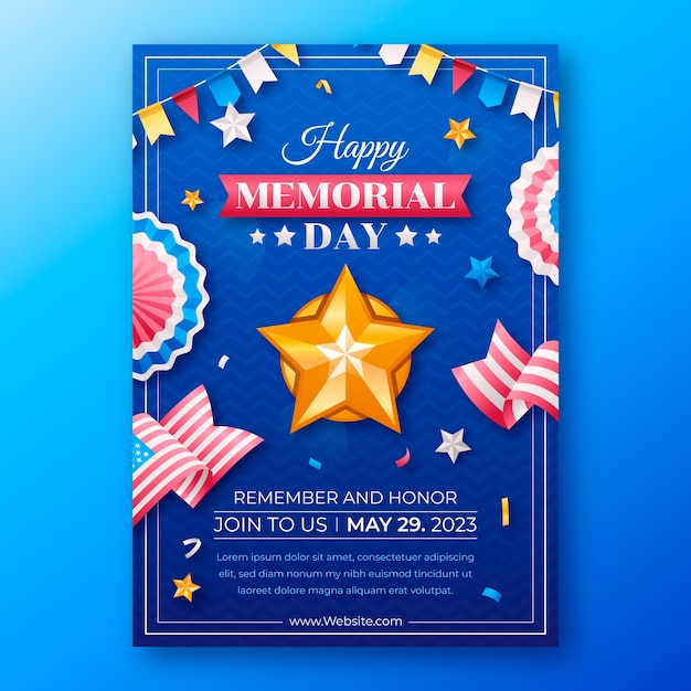 Gradient vertical poster template for memorial day celebration