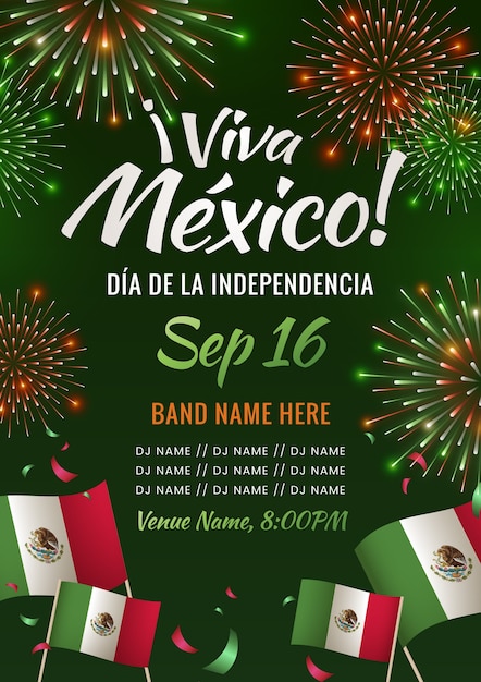 멕시코 독립 축하를 위한 그라데이션 세로 포스터 템플릿