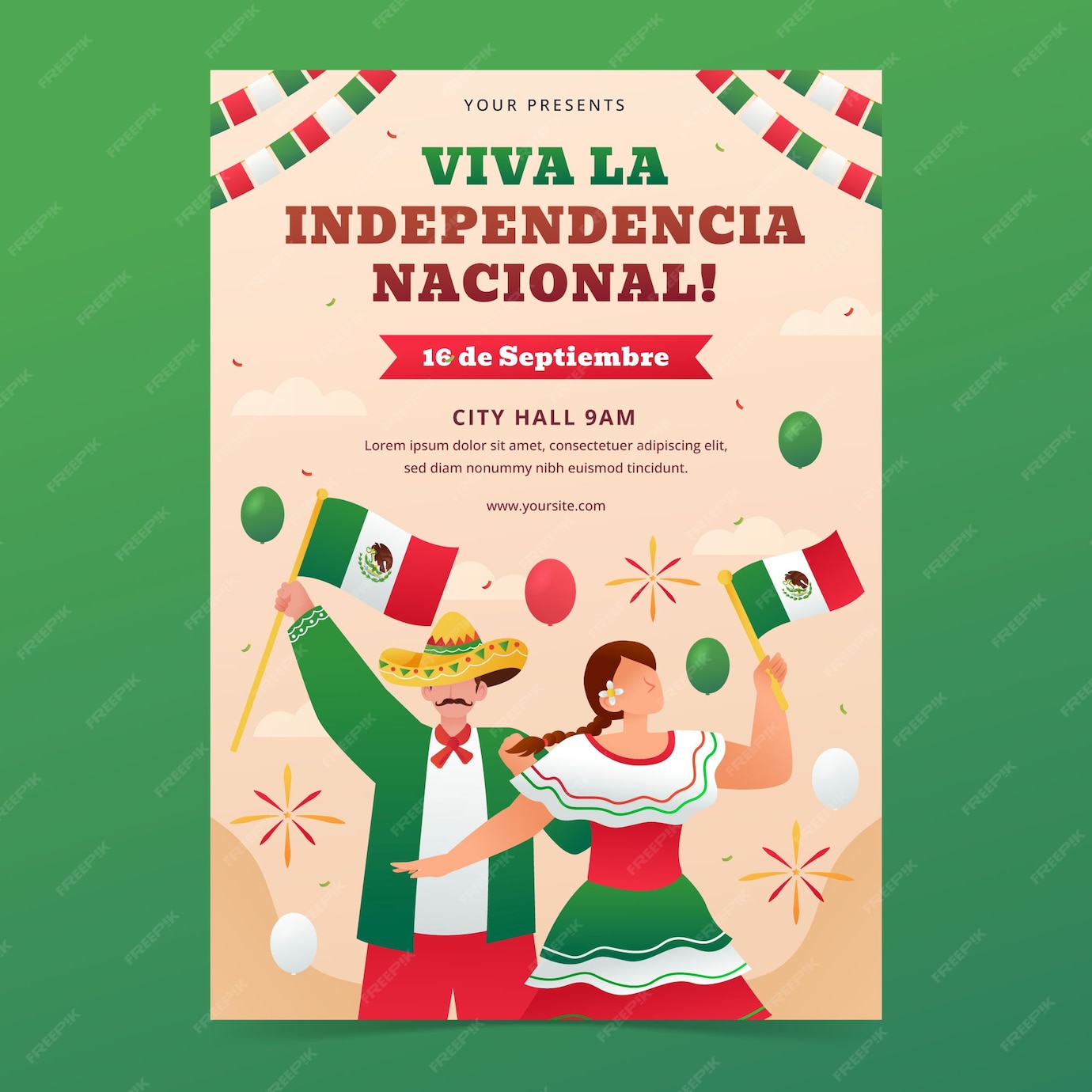 Free Vector Gradient vertical poster template for mexico independence