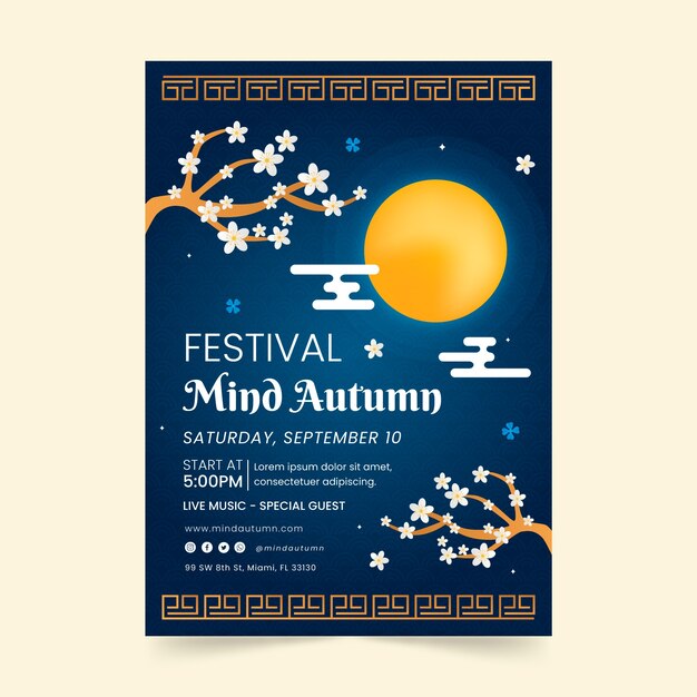 Gradient vertical poster template for mid-autumn festival celebration