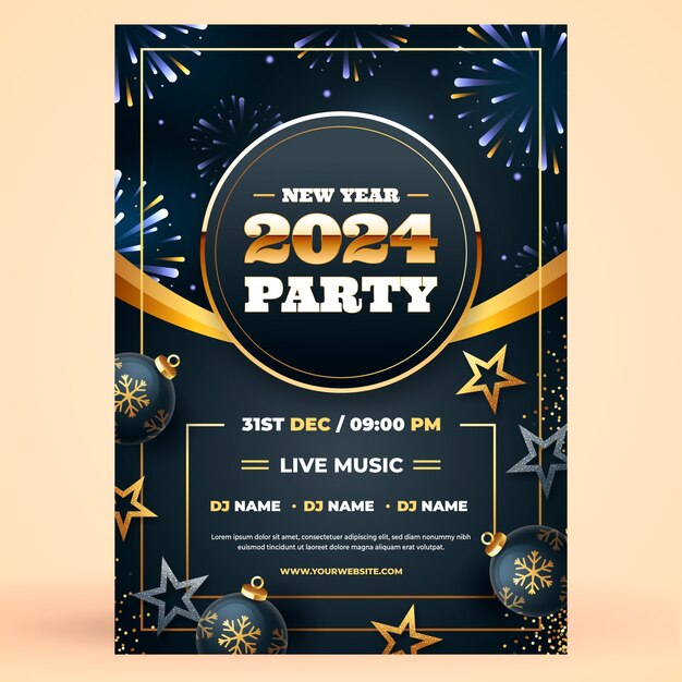 Gradient vertical poster template for new year 2024 celebration