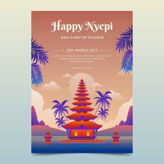 Gradient vertical poster template for nyepi celebration