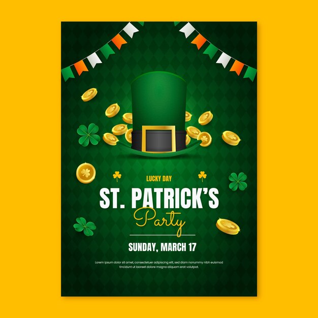 Free vector gradient vertical poster template for st patrick's day celebration