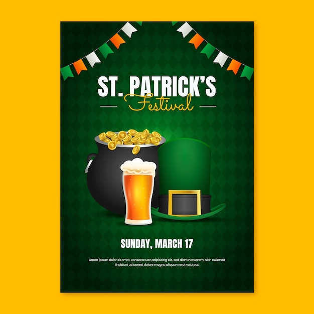 Free vector gradient vertical poster template for st patrick's day celebration