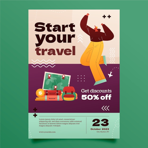 gradient vertical poster template for travel agency