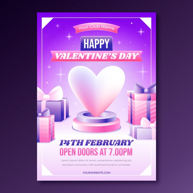 발렌타인 데이 휴일 을 위한 그라디엔트 수직 포스터 템플릿