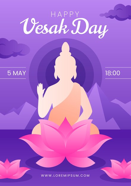 Gradient vertical poster template for vesak day festival celebration