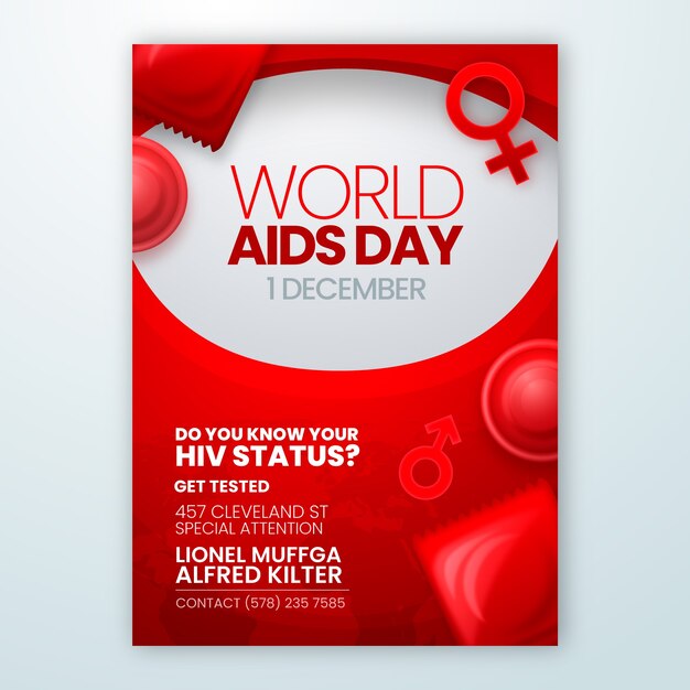 Gradient vertical poster template for world aids day awareness