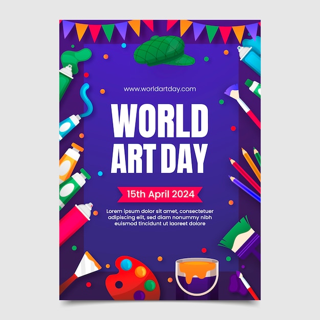 Gradient vertical poster template for world art day