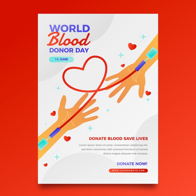 Gradient vertical poster template for world blood donor day