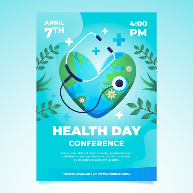 Gradient vertical poster template for world health day celebration