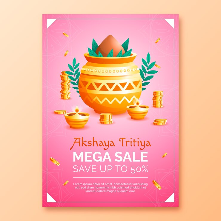मुफ़्त वेक्टर gradient vertical sale poster template for akshaya tritiya festival celebration