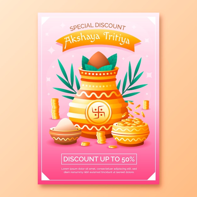 Gradient vertical sale poster template for akshaya tritiya festival celebration