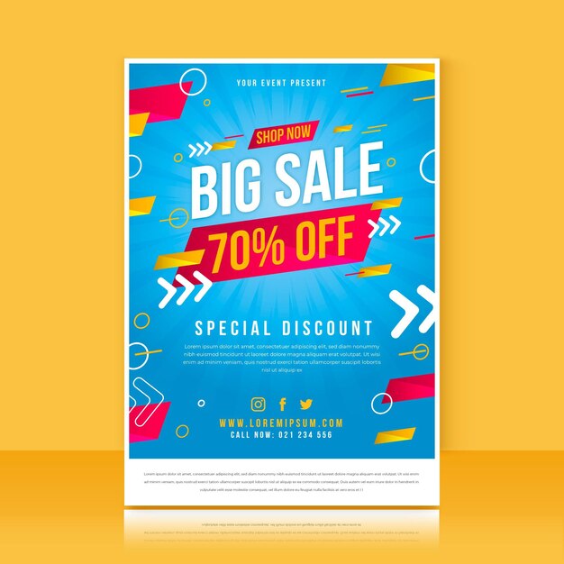 Gradient vertical sale poster template