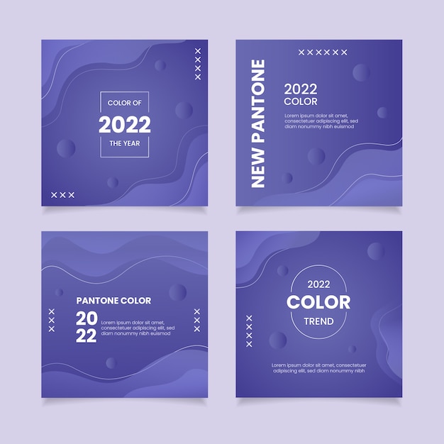 Vettore gratuito gradient very peri instagram post collection