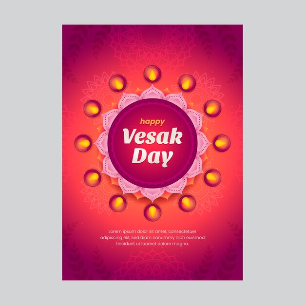 Free vector gradient vesak day greeting card template