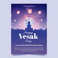 Free vector gradient vesak day greeting card template