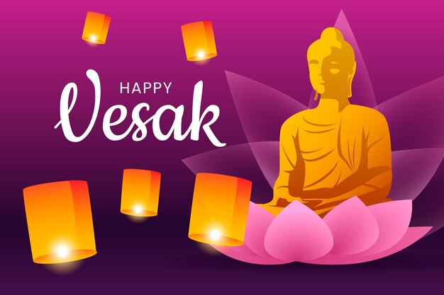 Free vector gradient vesak day illustration