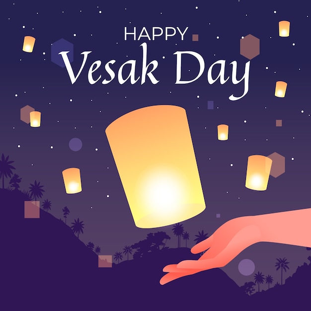 무료 벡터 그라디언트 vesak 하루 그림