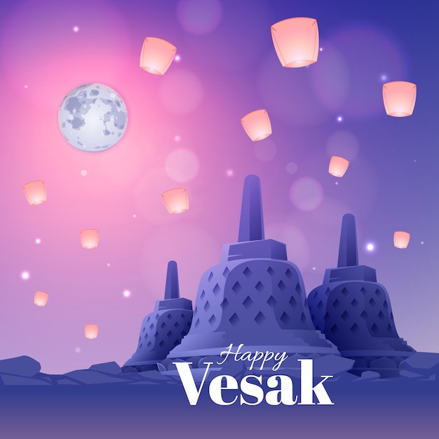 Gradient vesak day illustration