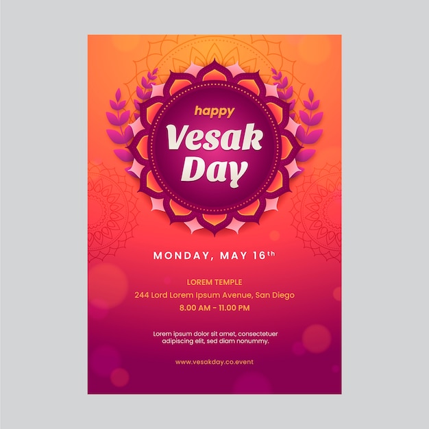 Free vector gradient vesak day vertical poster template