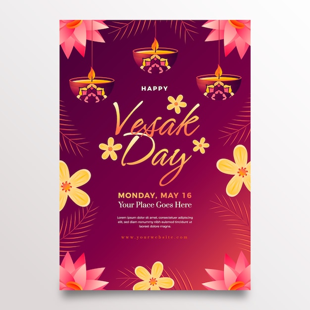 Gradient vesak day vertical poster template